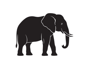 Fototapeta premium Silhouette of a black elephant. Vector shadow. Path for laser cutting.