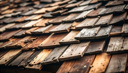 Weathered wooden roof shingles