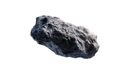 Realistic space rock or asteroid on black