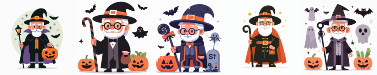 vector of grandfather in Halloween costume