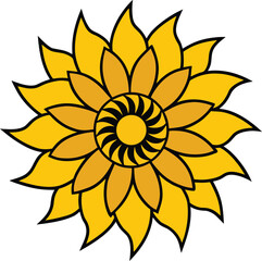 A Sunflower with intricate spiraling seeds vector illustration