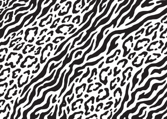 Animal Skin hybrid pattern design. Animal print vector illustration background. Wildlife fur skin design illustration for web, home decor, fashion, surface, graphic design