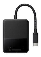Obraz premium Card reader with a sleek black finish and a detachable USB-C cable for flexible connections