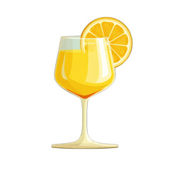 Cocktail glass with lemon slice, beverage menu icon, flat tropical style, white background