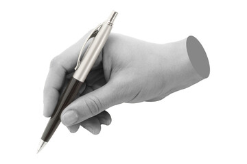 Obraz na płótnie Canvas Hands with business pen isolated on transparent background. Contemporary art design