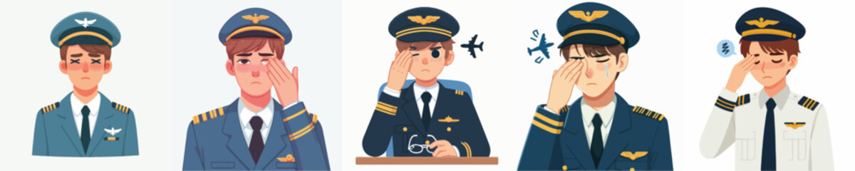 vector character pilot with sore eyes