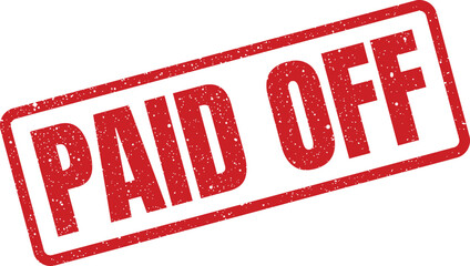 Red grunge stamp illustration saying Paid Off for business or financial concepts
