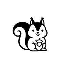 a black and white squirrel logo illustration