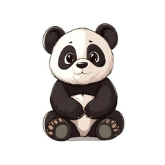 Fototapeta premium Adorable Full Size Panda Sitting on White Background