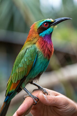 Fototapeta premium A blue and yellow macaw, lilac roller, and colorful kingfisher with a toucan, bee-eater, and other beautiful wild birds on a branch