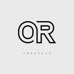 Obraz premium OR Creative Letter Logo – Minimal Line Monogram in Black Outline for Modern Branding Identity Design.