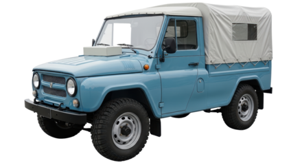 Isolated Blue Pickup Truck with Canopy