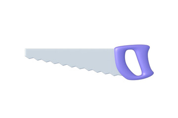 Bucksaw isolated on white background. Serrated hand saw. Hacksaw for household. Carpentry instrument. Top view. 3d render