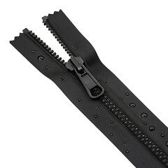 Close up view on a black zipper with water droplets demonstrating waterproof characteristics well