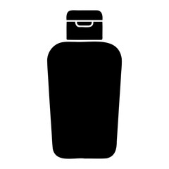 Illustration of a black plastic bottle with a flip top cap on a white background on transparent background