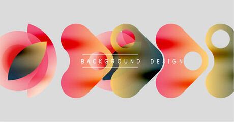 Abstract colorful shapes overlap, creating dynamic background design. Soft gradients, modern aesthetic, simple composition.