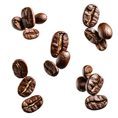 Fototapeta premium Creative Compilation of Falling Coffee Beans in Different Phases