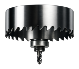 Bi-metal hole saw blade for drilling large diameter holes in metal sheets at an automotive repair garage.