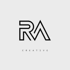 Obraz premium RA Creative Letter Logo – Minimal Line Monogram in Black Outline for Modern Branding Identity Design.