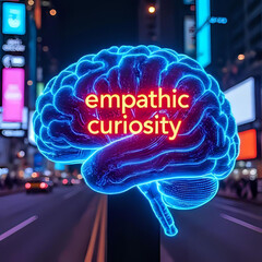  Cyberpunk photo of create an image of a futuristic human brain with the words empathic curiosity