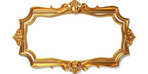 Elegant empty gilded frame, isolated on white,   shiny,   texture