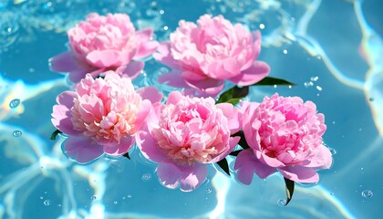 Pink peonies floating on water