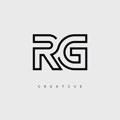 Fototapeta premium RG Creative Letter Logo – Minimal Line Monogram in Black Outline for Modern Branding Identity Design.
