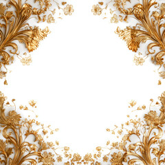 Obraz premium Elegant Floral Frame with Golden Accents and White Background Design
