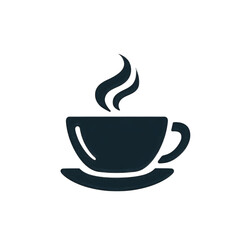 Coffee cup with steam icon, cafe menu symbol, flat clean vector, white background