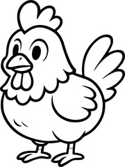 A fun, cute cartoon vector illustration of a baby chicken and a hen