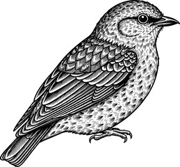 Black and White Bird Vector Illustration  Minimalist Line Art Silhouette