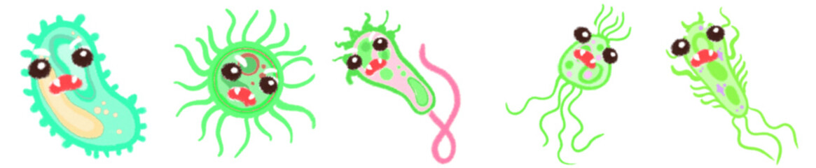 Fototapeta premium Hand Drawn DNA and Germ Character Illustration for Science Posters and Kids Graphics