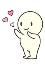 A simple full-length portrait of a person sending love.
Facing left.
