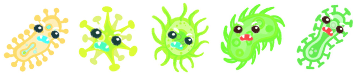 Hand Drawn DNA and Germ Character Illustration for Science Posters and Kids Graphics