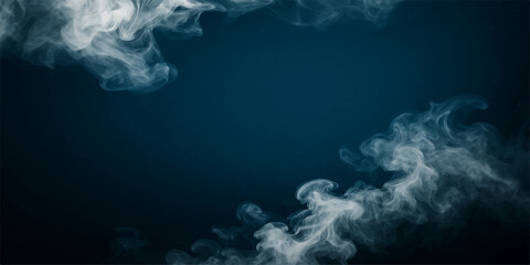 Naklejka premium White and gray abstract smoke swirls and billows like clouds against a dark, stormy night sky