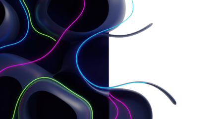 Abstract design with luminous lines and geometric shapes on black background