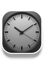 Simple gray clock face app icon, rounded square design, showing time.
