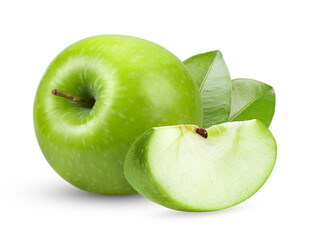 Fresh green apple on transparent png ((Image from camera)