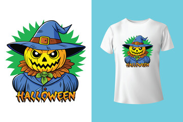 Halloween Illustration t shirt design template halloween time