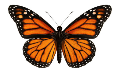 Photograph of a monarch butterfly with vibrant orange and black wing patterns
