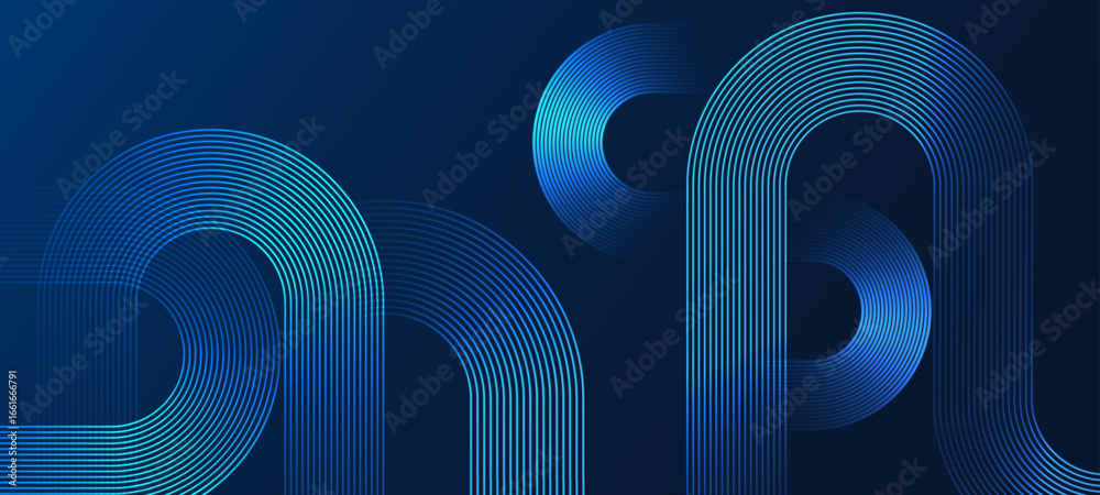 Wall mural abstract blue background with geometric circular line patterns