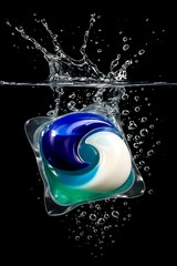 Powerful Cleaning Action: Laundry Detergent Pod Bursting into Water - Efficiency and Innovation for Modern Home Care
