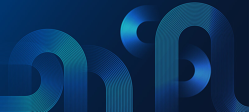 Abstract blue background with geometric circular line patterns