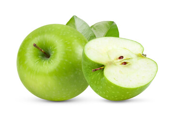 Fresh green apple on transparent png ((Image from camera)