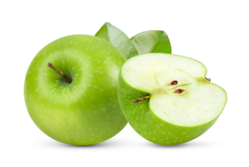 Fresh green apple on transparent png ((Image from camera)
