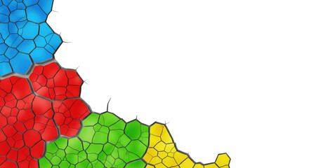 Abstract polygonal mosaic pattern with vibrant colors on black background