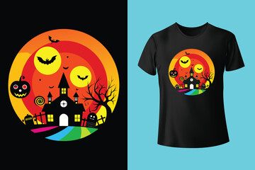 Halloween Illustration t shirt design template halloween time