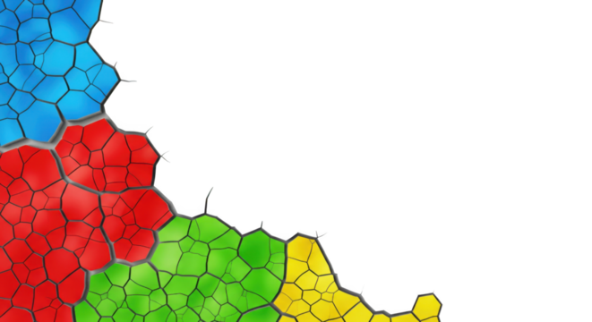 Abstract polygonal mosaic pattern with vibrant colors on black background