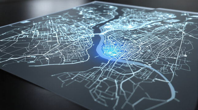 Futuristic City Map Hologram