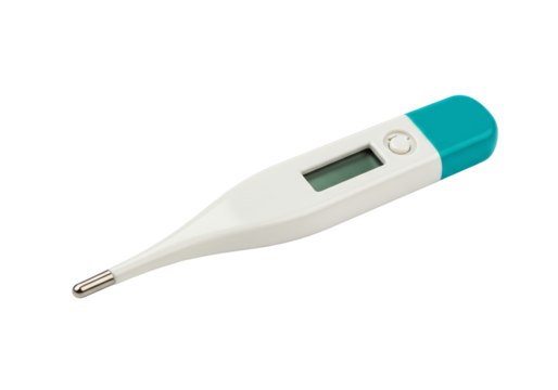 Digital thermometer medical device healthcare temperature measurement electronic tool isolated white teal